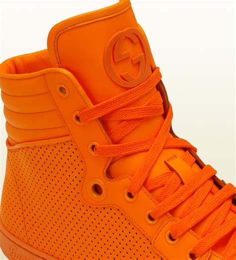 gucci sock sneaker orange|gucci neon orange high top.